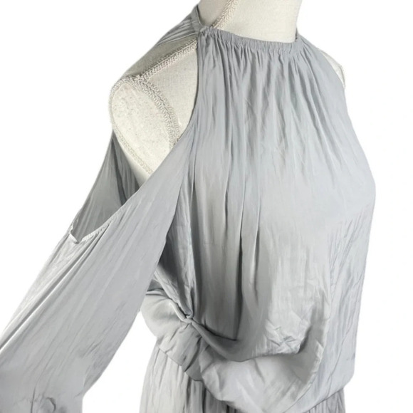 Ramy Brook Dress Womens XS Lauren Cold Shoulder Silky Feminine Mini Silver - Picture 7 of 15